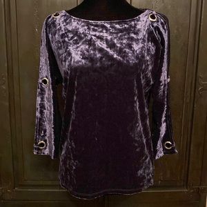 Cable & Gauge blue/violet velvet open quarter sleeves blouse. Size Petite Medium